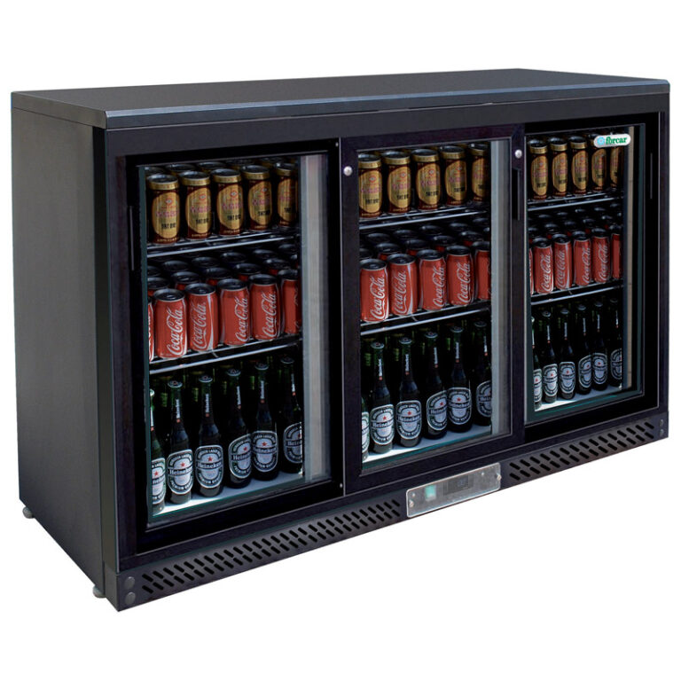 Arrière de bar réfrigéré 3 portes vitrées noir